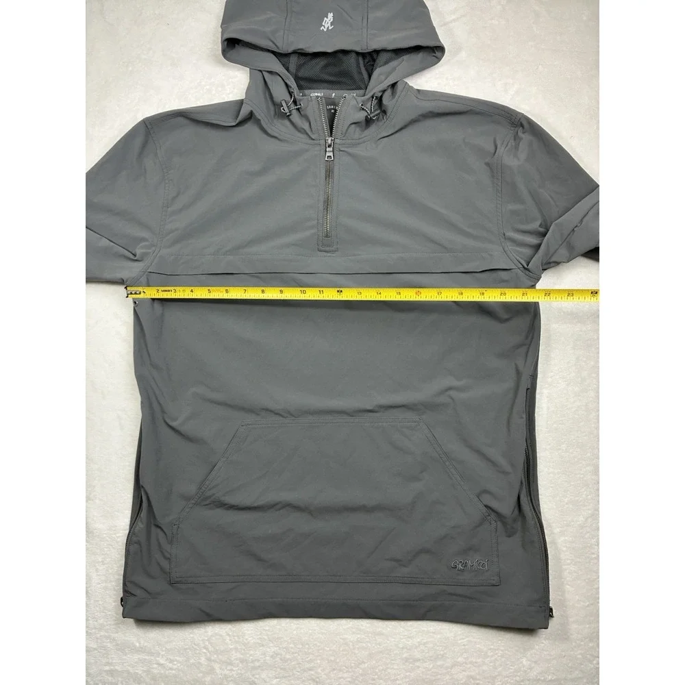 Gramicci Men's L Buttermilks Climbing Jacket 1/4 Zip Solid Gray Hooded
